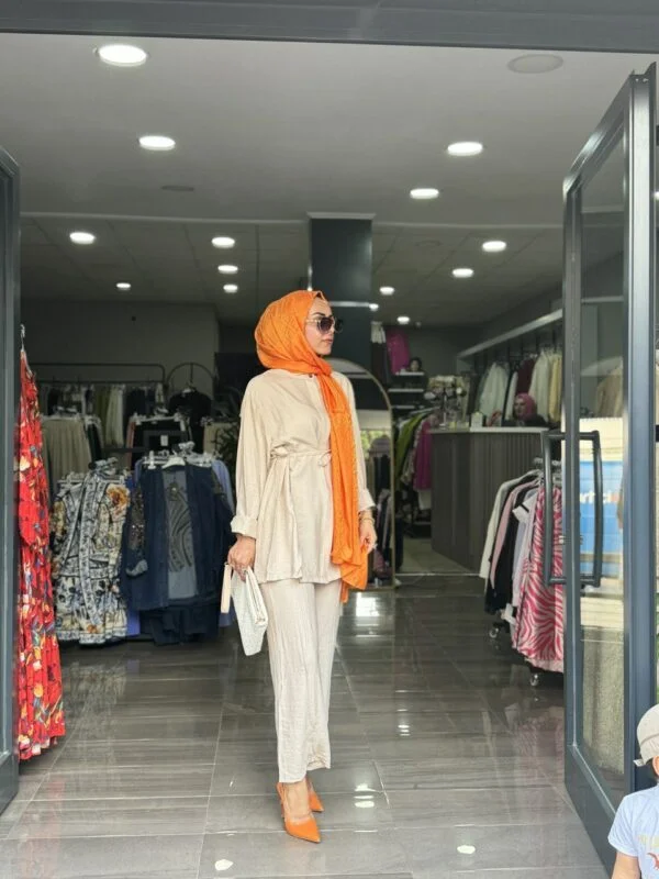 Krem Giy-Çık Pantolon Takım - Görsel 3