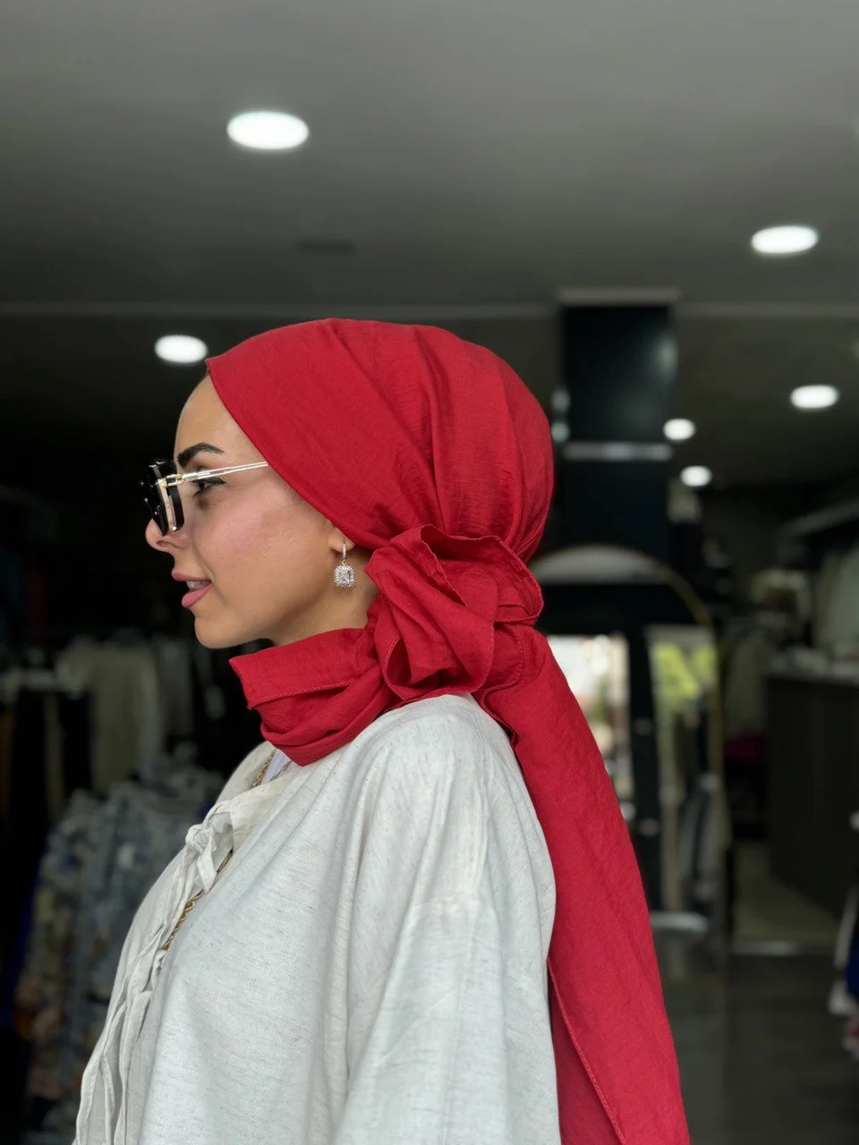 Kırmızı Pamuklu Şal