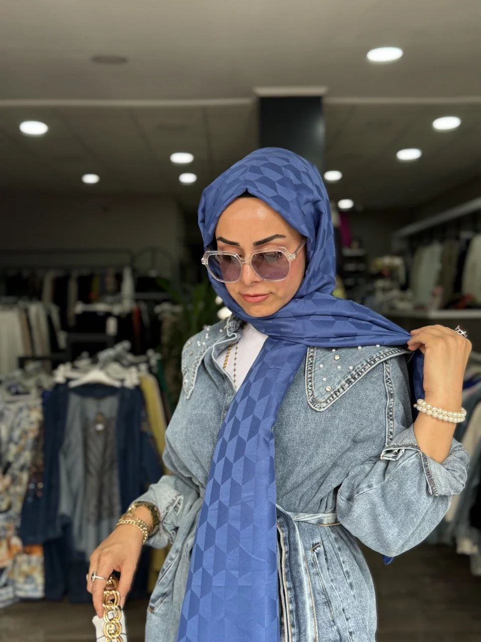 Mavi Jakar Şal - Görsel 2