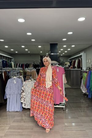 Yazın Çok Sevilen Pamuklu Kumaş Rengarenk Elbisemiz