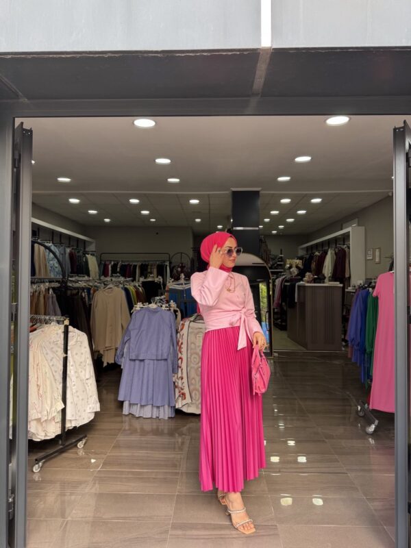 Bayramlık Kombin Yandan Bağlamalı Gomlek,Etek,Şal,Çanta Kombinimiz - Görsel 5
