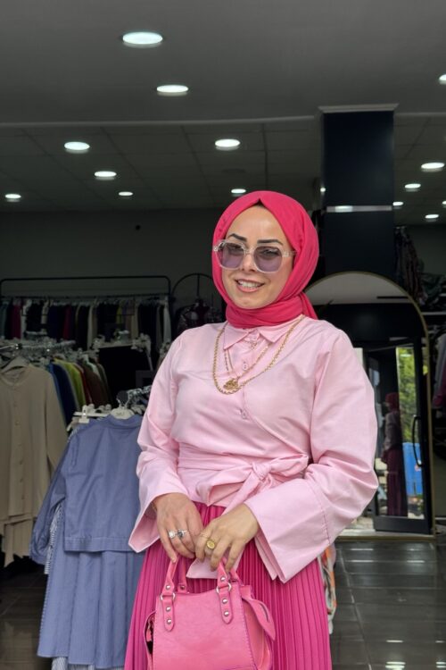 Bayramlık Kombin Yandan Bağlamalı Gomlek,Etek,Şal,Çanta Kombinimiz