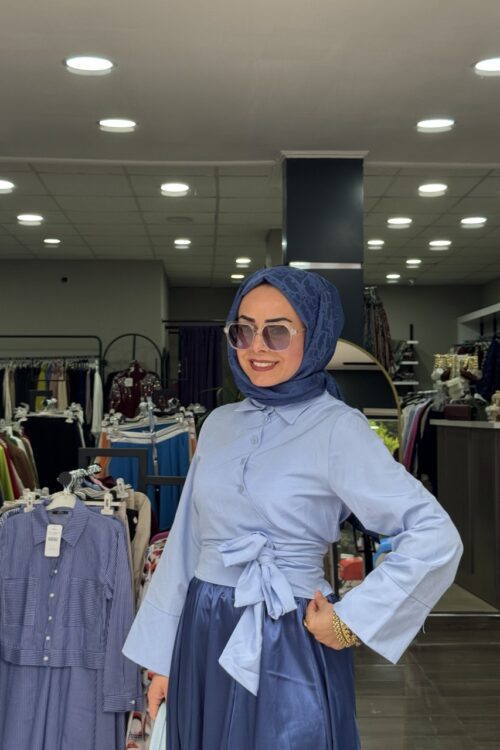 Bayramlık Kombin Yandan Bağlamalı Gomlek,Etek,Şal,Çanta Kombinimiz
