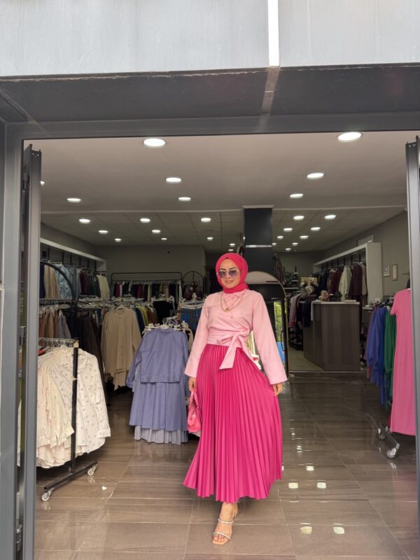 Bayramlık Kombin Yandan Bağlamalı Gomlek,Etek,Şal,Çanta Kombinimiz - Görsel 3
