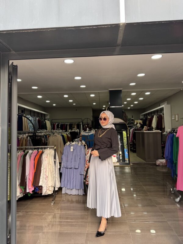 Bayramlık Kombin Yandan Bağlamalı Gömlek,Etek, Şal,Çanta Kombinimiz - Görsel 5