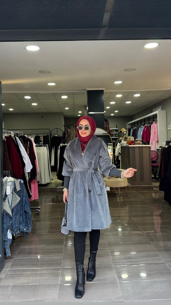 Kolu Ribanali Şal Yakalı, Astarlı, İthal Tüylü Fox Kürk Kumaştan Kaban - Görsel 7