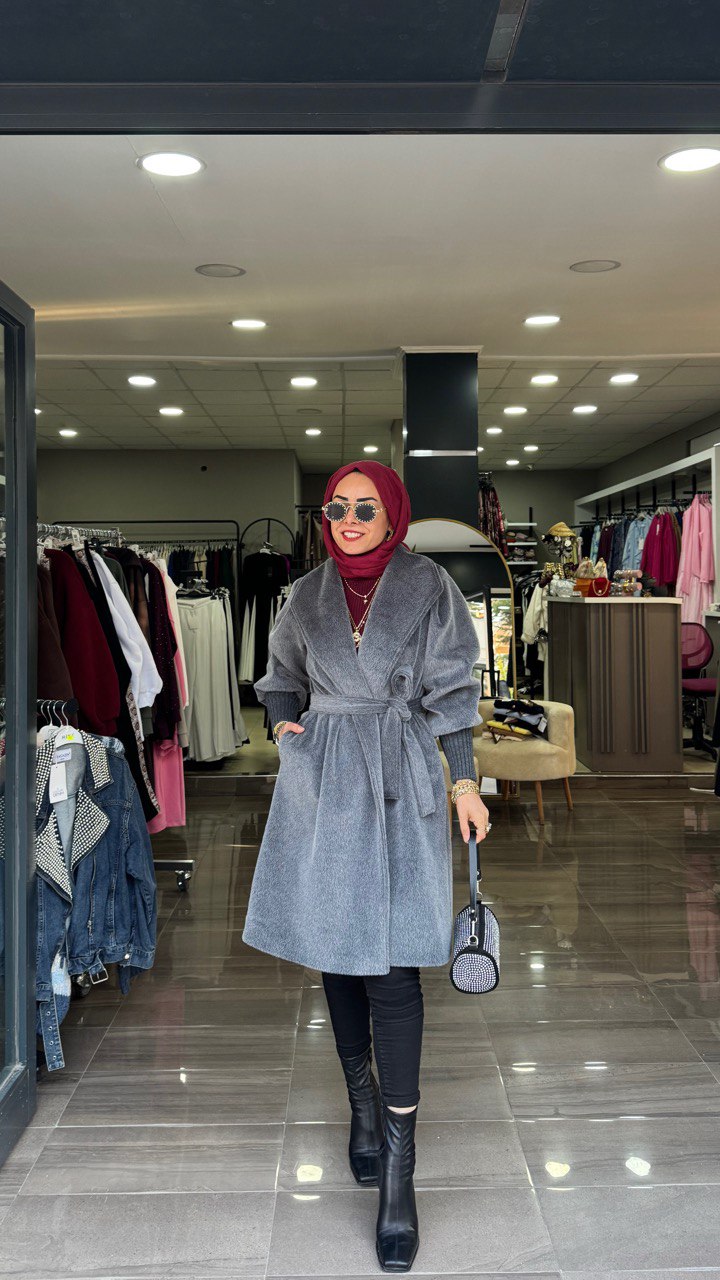 Kolu Ribanali Şal Yakalı, Astarlı, İthal Tüylü Fox Kürk Kumaştan Kaban - Görsel 5