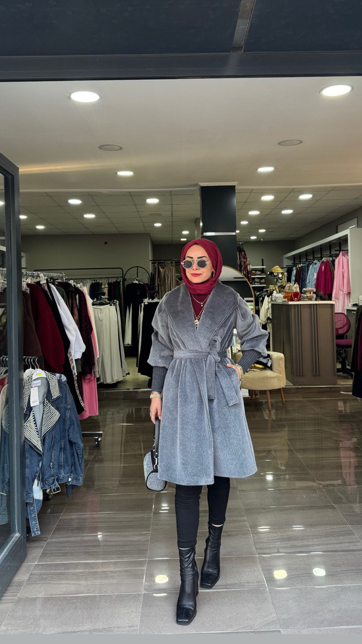 Kolu Ribanali Şal Yakalı, Astarlı, İthal Tüylü Fox Kürk Kumaştan Kaban - Görsel 3