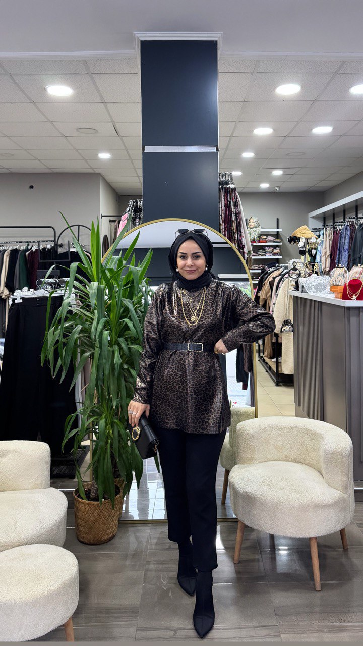 Deri Görünümlü Leopar Tuniğimiz - Görsel 2