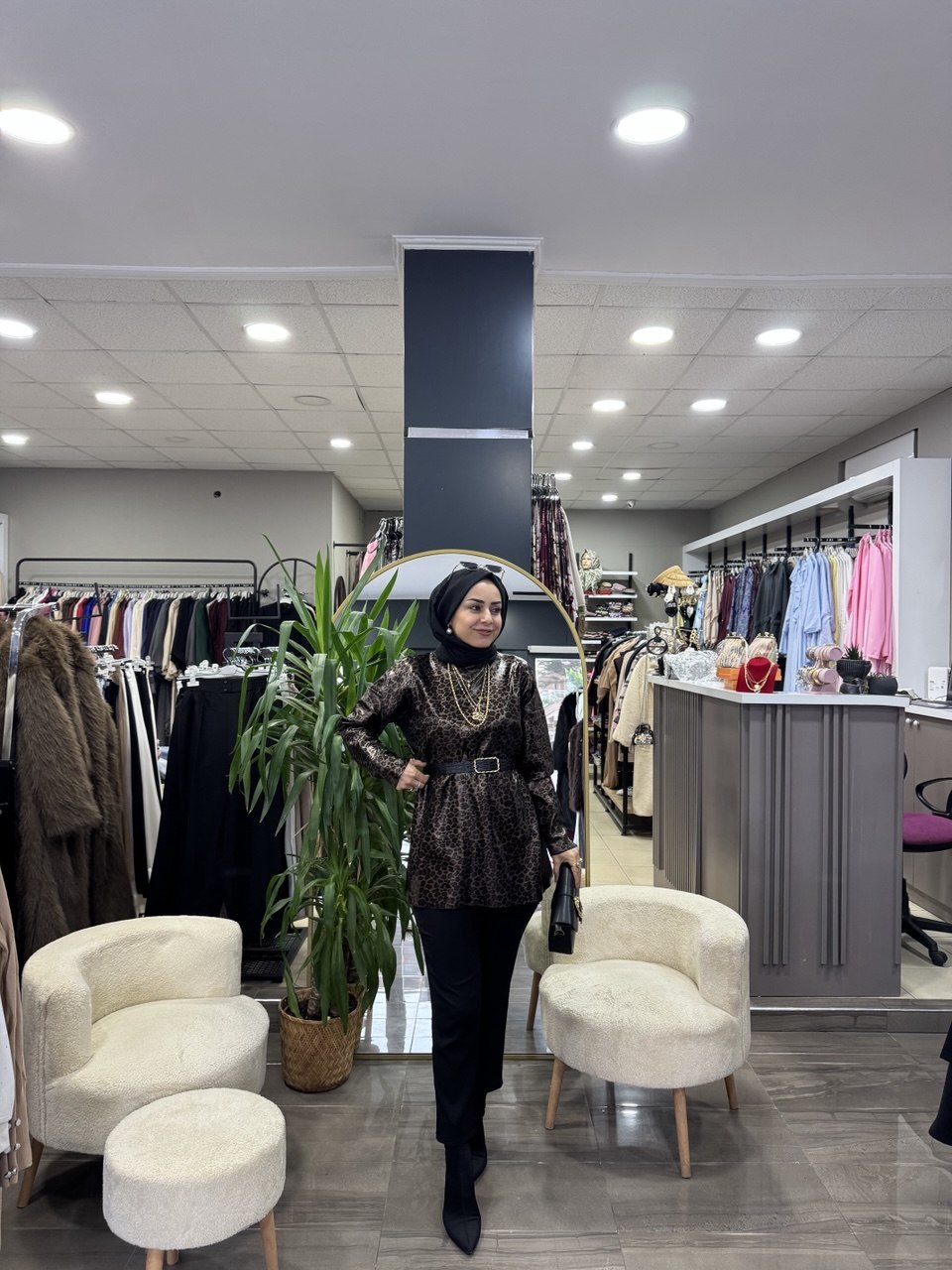 Deri Görünümlü Leopar Tuniğimiz - Görsel 5